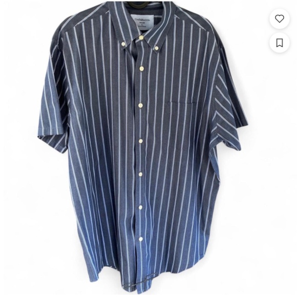 Dark Blue Striped Short Sleeve Shirt - Picture 1 of 10